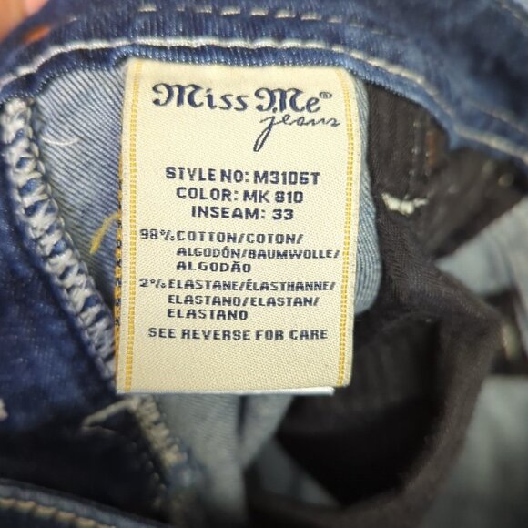Miss Me Jeans Women's 26 Blue Straight Denim Embellished Pockets - Picture 12 of 13